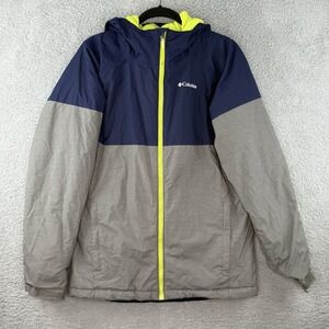 Columbia Ski Jacket Kid's Omni Heat Hooded Full Zip Rain Shell Omni Tech Blue XL
